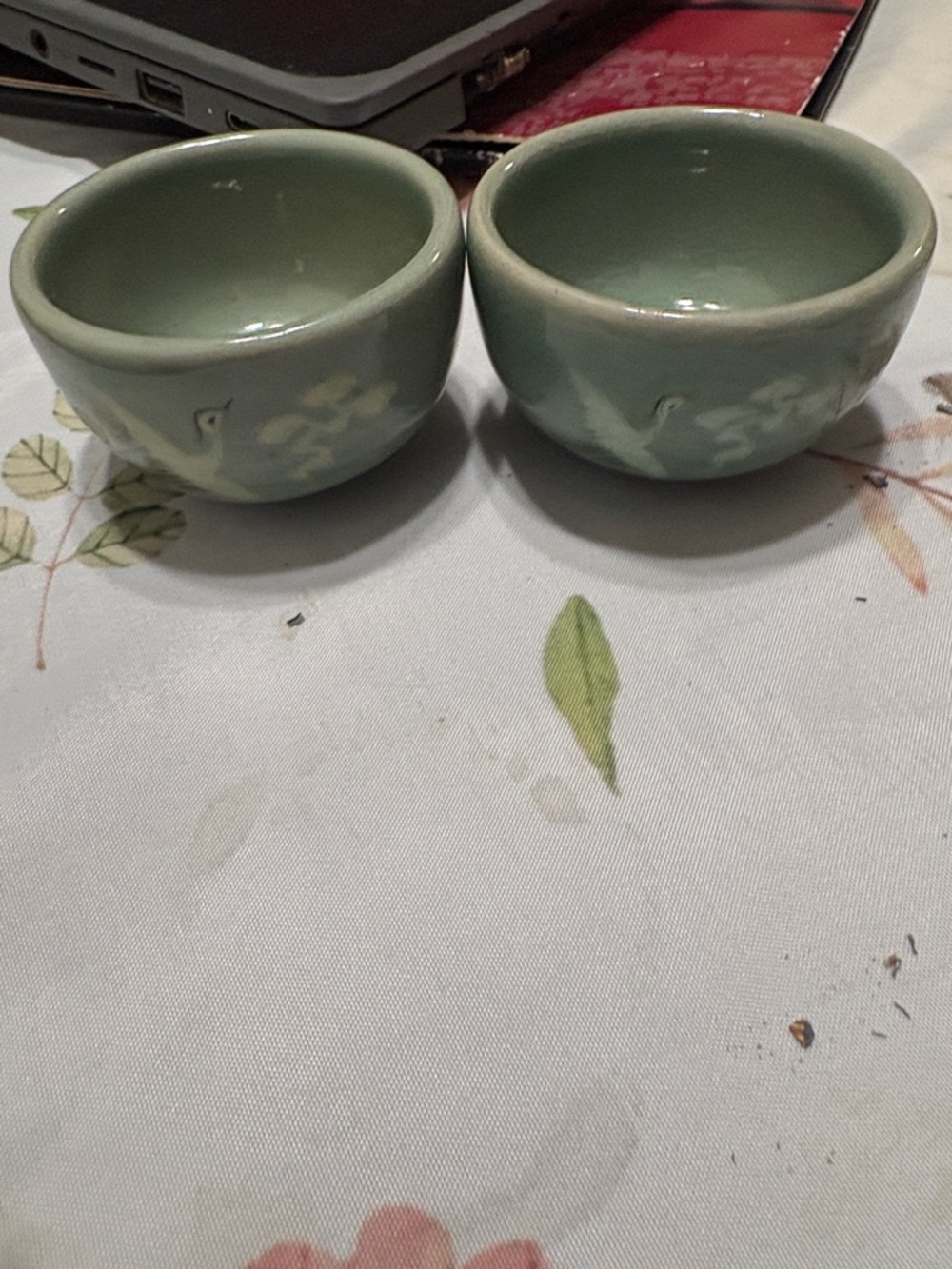 Celadon Green Ceramic Decorative Bowls - Set of 2